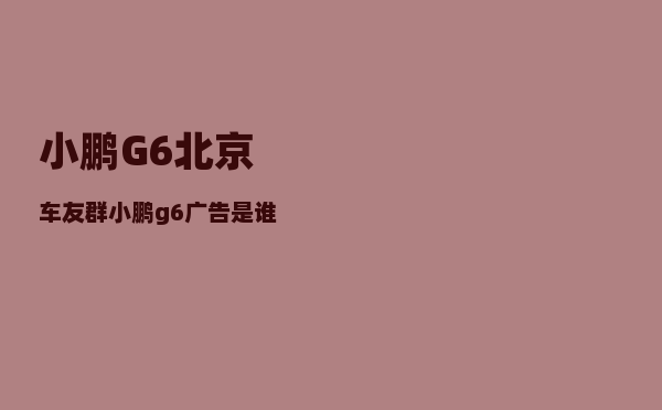 小鹏G6北京车友群_小鹏g6广告是谁上传的-图1
