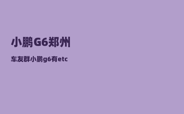 小鹏G6郑州车友群_小鹏g6有etc吗-图1
