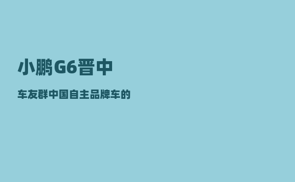 小鹏G6晋中车友群_中国自主品牌车的较高水平-图1