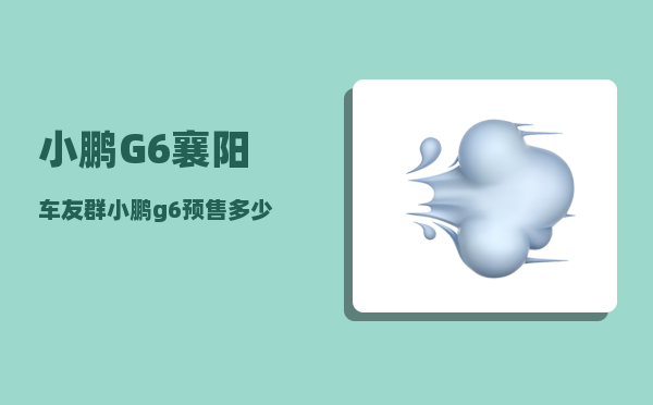 小鹏G6襄阳车友群_小鹏g6预售多少辆-图1